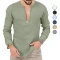 thumbnail image 3 of Camisa De Manga Larga De Lino Con Cuello En V Profundo De Co, 3 of 8