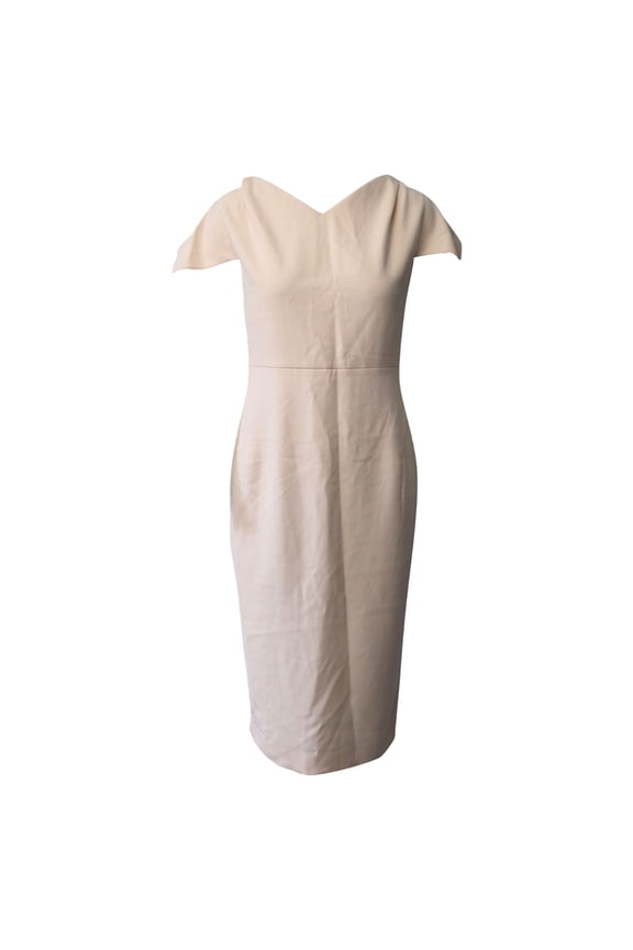 Pre-Owned Roland Mouret Midi Dress in Pastel Pink Polyester