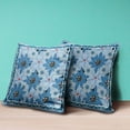 thumbnail image 4 of Amrita Sen Designs CAPL761FSDS-BL-18x18 18 x 18 in. Sun Flowers Suede Blown & Closed Pillow - Grey & Blue, 4 of 5