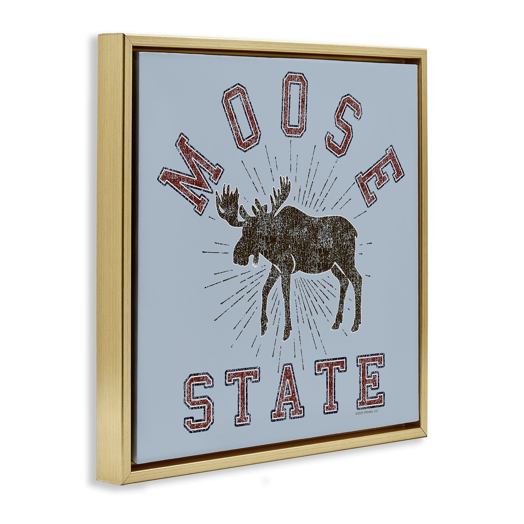 Stupell Industries Vintage Moose State Animals Painting Gold Floater Framed Canvas Art Print Wall Art, 18 x 18