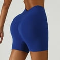 thumbnail image 5 of felwors V Back Biker Shorts High Waist Scrunch Lifting Workout Yoga Running Training Blue for Size XL, 5 of 9
