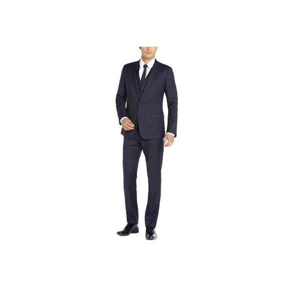 Mens Side Vent 3-piece Navy Wool Modern Fit Suit DTI DARYA