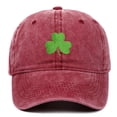 thumbnail image 2 of St. Patrick's Day Green Baseball Cap with Embroidered Shamrock, Adjustable Breathable Cotton Hat for Men and Women, Funny Festive Party Accessory for Holiday Celebrations and Gift Ideas Wine One Size, 2 of 5