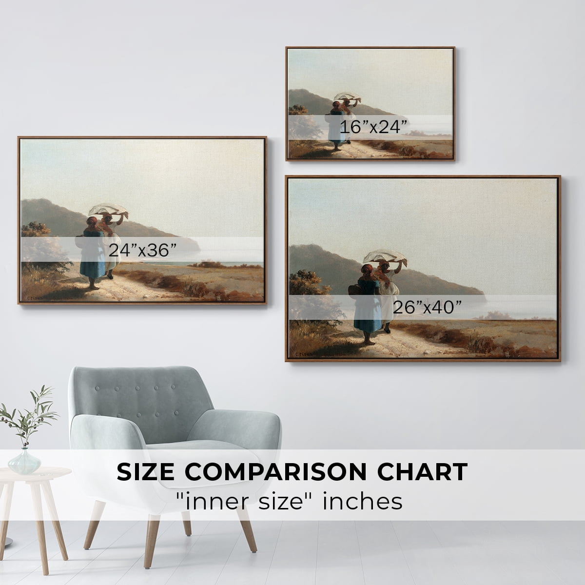 Vintage Landscape-CIX By Wexford Home Framed in Walnut Wood Gallery Wrapped Canvas 17 in. x 25 in.