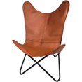 thumbnail image 5 of Cresta Modern Tan Butterfly Chair | Handmade Genuine Leather Seat | Iron Frame Accent Chair for Living Room, Bedroom & Lounge | Foldable Indoor Seating, 5 of 8