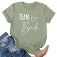 thumbnail image 4 of Team Bride Print T Shirt for Women Short Sleeve Crew Neck Tee Letter Print Summer Casual Tops Green S, 4 of 5