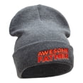 thumbnail image 4 of Awesome Father Embroidered 12 Inch Long Knitted Beanie - Dk Grey OSFM, 4 of 5