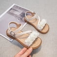 thumbnail image 5 of Gubotare Toddler Girl Sandals Girl's Sandals Dressy Bow Ankle Strap Sandal Open Toe Slides Flats Summer Cute Vacation Sandals Size 11.5 (White,11.5 Little Kid), 5 of 6