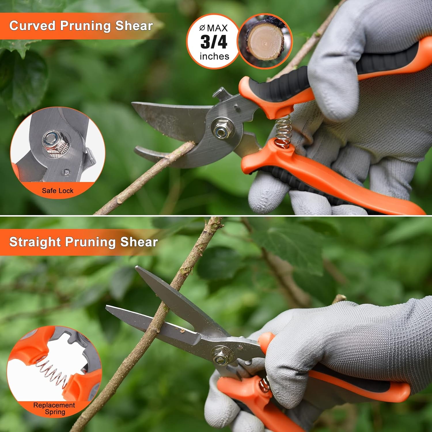 Garden Tools Set,10 Piece Stainless Steel Heavy Duty Gardening Tools Set for Planting Pruning Gardening Kit with Durable Gardening Bag Gloves Gift Box Ideal Garden Gifts for Women Men(Orange)