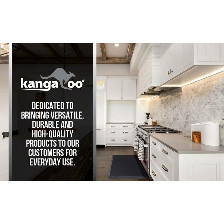 kangaroo original 3/4 standing mat kitchen rug, anti fatigue comfort  flooring, phthalate free, commercial grade pads, waterproof, ergonomic  floor pad, rugs for office stand up desk, 32x20 (brown) 