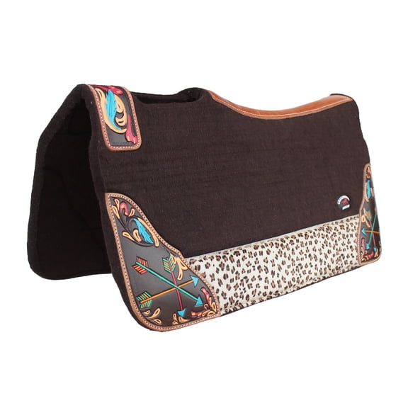 Horse 32" x 30" Western Contoured Wool Felt Therapeutic Saddle Pad Brown 39217BR
