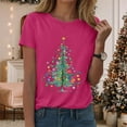 thumbnail image 2 of UngA Christmas Tee Shirts for Women Graphic Crew Neck Shirt Casual Holiday Short Sleeve Tee Xmas Funny Printed Winter Tshirt Tops Christmas Shirts for Women (Hot Pink,S), 2 of 6