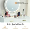 thumbnail image 6 of Gymax Vanity Dressing Table Set Touch Screen 3 Lighting Modes Mirror Padded Stool, 6 of 10