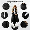 thumbnail image 5 of Sevevn Women's Stand‑Collar Quilted Long Puffer Vest Zip‑Up Maxi‑Length Sleeveless Gilet with Pockets Fall Winter Outerwear Black XL, 5 of 9