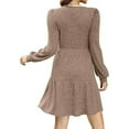 thumbnail image 6 of Ndbuld Womens Long Sleeve Fall Dresses Women's Casual Solid Color Lantern Sleeve Pocket Knitted Striped Dress,Khaki,2XL, 6 of 7