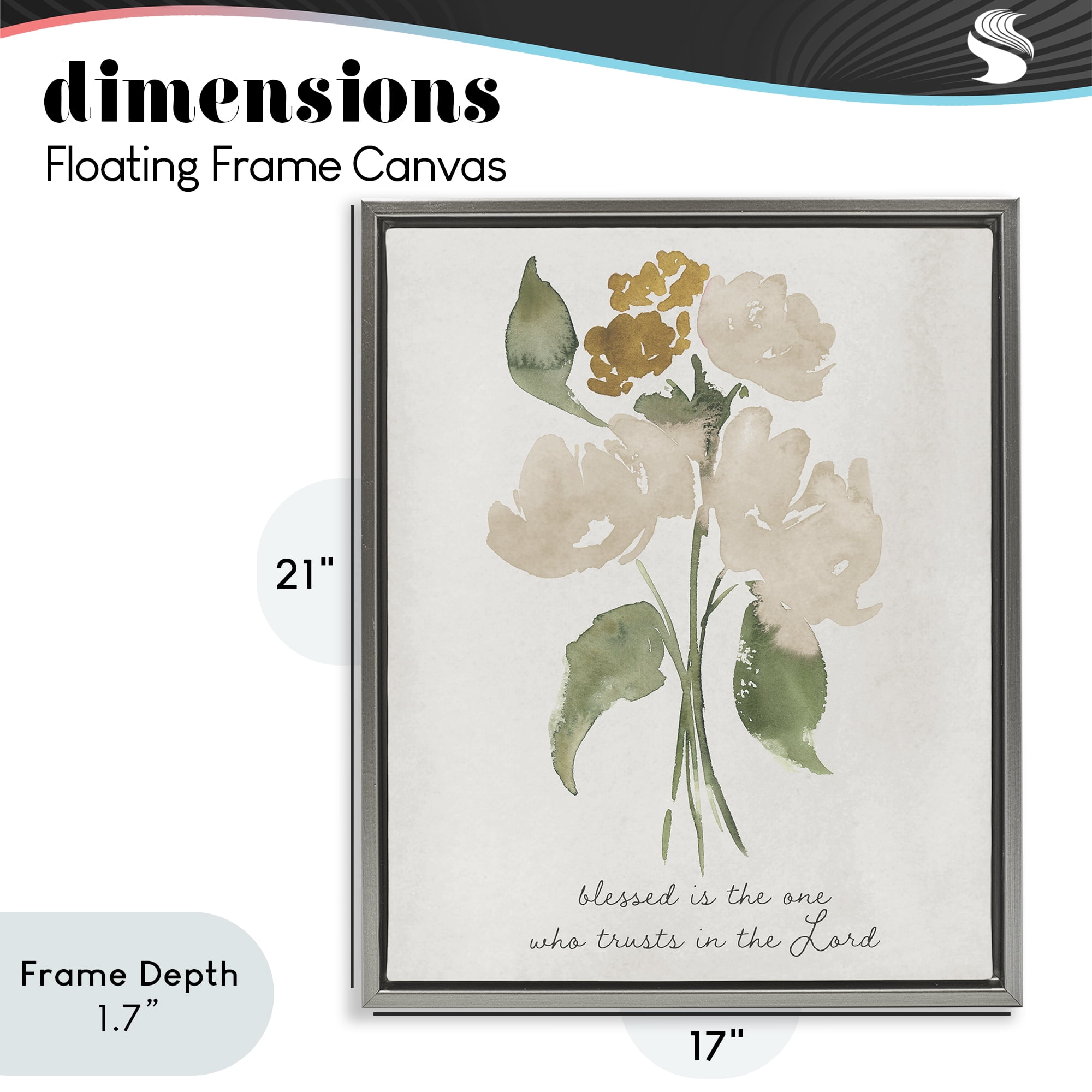 Stupell Industries Who Trusts In The Lord Flowers Gray Framed Floater Canvas Wall Art, design by Lucille Price