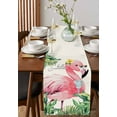 thumbnail image 4 of nqOlkjepod Summer Green Palm Leaf Table Runner 48 Inches Long Farmhouse Dress Scarves, Pink Flamingo Tropical Plant Dining Tablerunner for Coffee Table/Kitchen Island/Party Décor, 13" x 48", 4 of 8