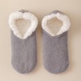 thumbnail image 5 of D-GROEE Plush Lined Socks Women's Non-slip Plush Lined Floor Socks Warm Winter Thermal Polyester Socks with Slip-resistant Sole for Indoor Home Use 1 Pair, 5 of 8