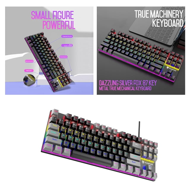 mecánico real para juegos RGB de 87 teclas con cable para PC para J perfke Teclado mecánico