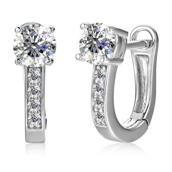 Moissanite by Cate & Chloe Genesis 925 Sterling Silver Hoop Earrings 1.0TCW for Women, Gift for Her