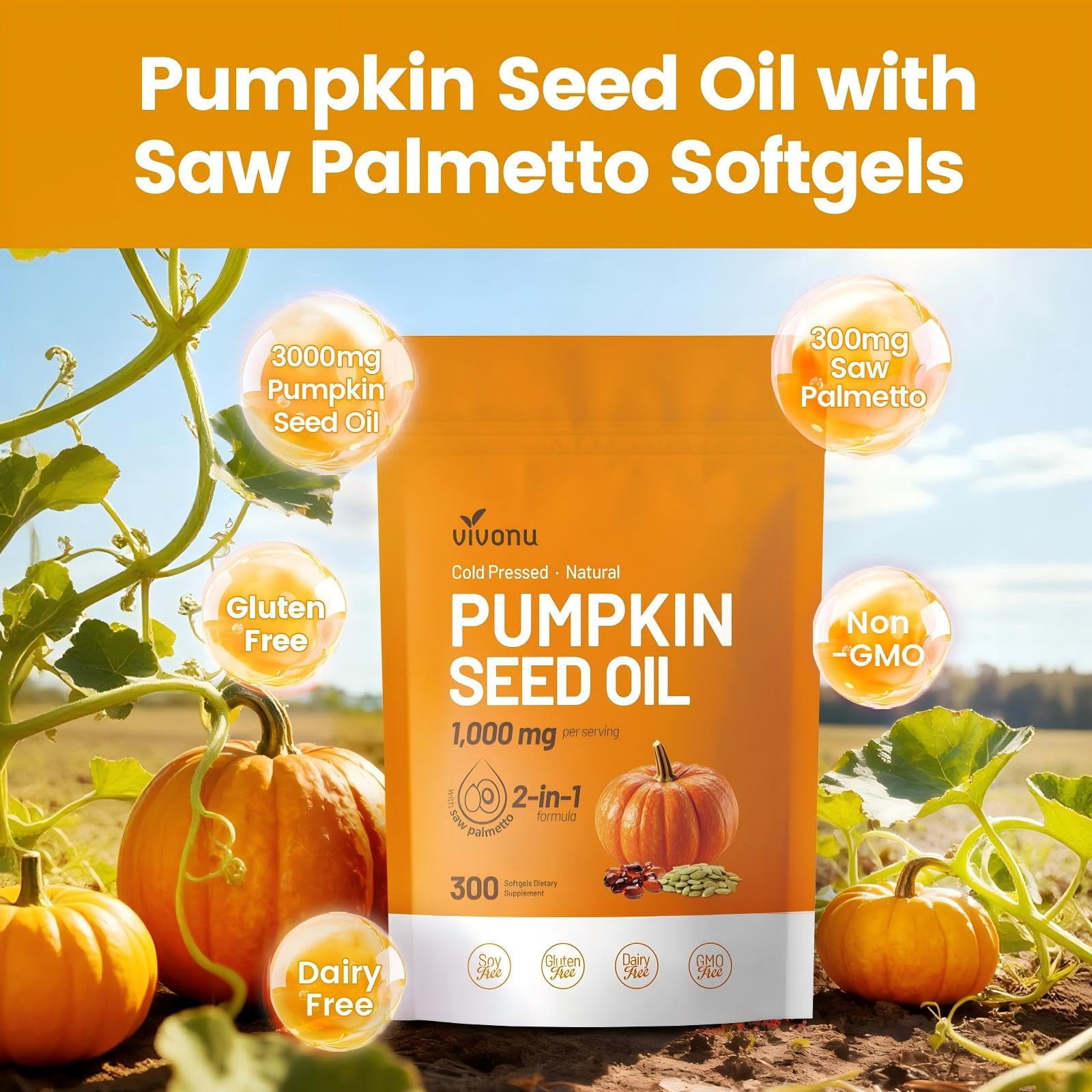 Pumpkin Seed Oil with Saw Palmetto,300 Softgels |