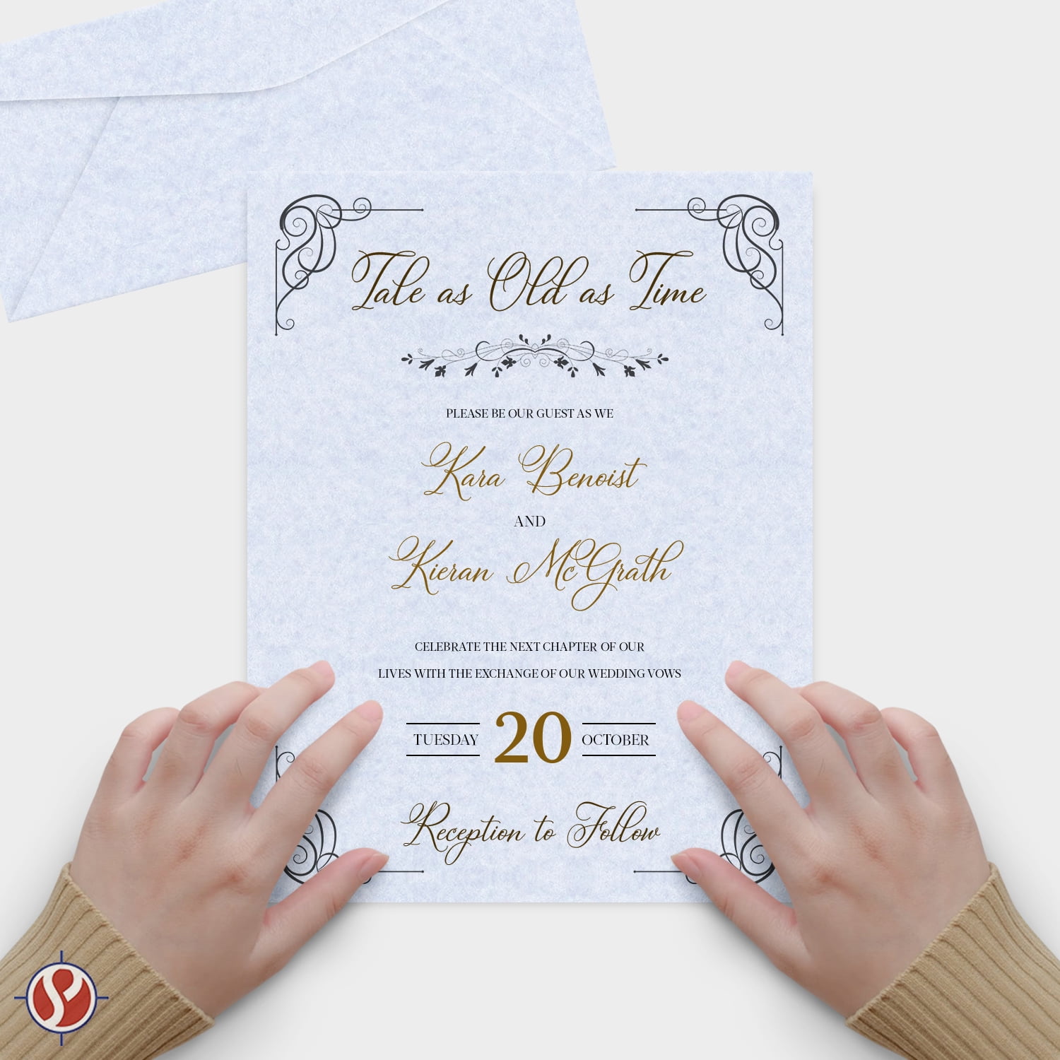 Matching 8.5 x 11” Paper & #10 Envelopes, Imitation Bluestone Parchment Finish – Great for Letters, Invitations, Business Documents | 24lb Text, 90 GSM | 50 Paper & 50 Envelopes Per Pack