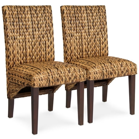 Best Choice Products Set of 2 Elegant Hand Woven Seagrass Dining Side Chairs w/ Sturdy Wooden Legs, High Backrest for Home Kitchen -