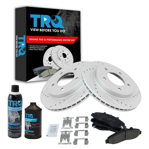 TRQ Front Performance Brake Rotor & Posi Ceramic Pad Kit w/Chemicals for Ford BKA16977 Fits select: 1997-2003 FORD F150, 2004 FORD F-150 HERITAGE CLASSIC