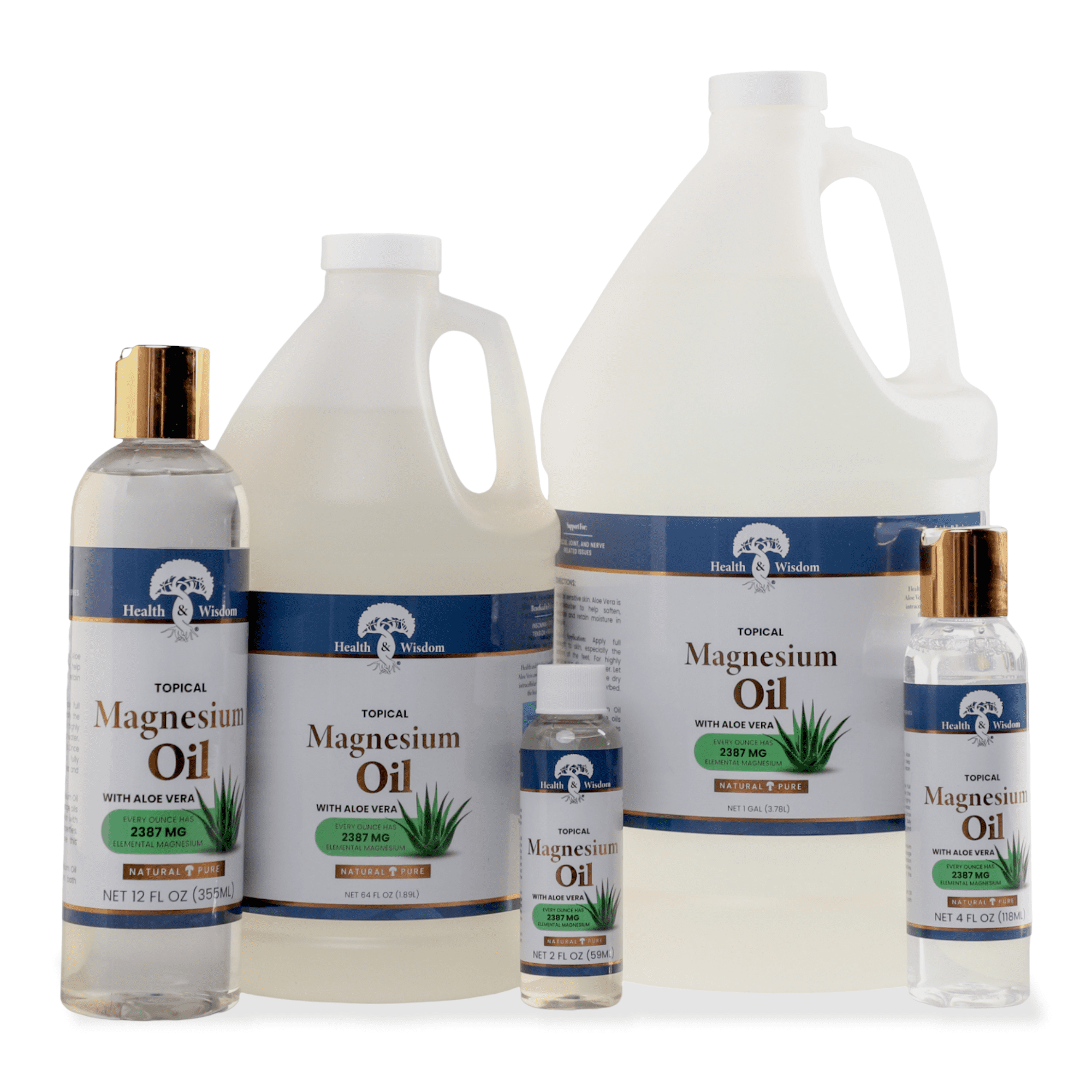 Health and Wisdom - Magnesium Oil USP Plus Aloe Vera - 64 oz.