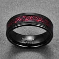 thumbnail image 3 of 8mm Men's Black and Red Tungsten Carbide Wedding Ring Celtic Tungsten Ring Celtic Dragon Inlay Polished Finish Size 5-15, 3 of 5