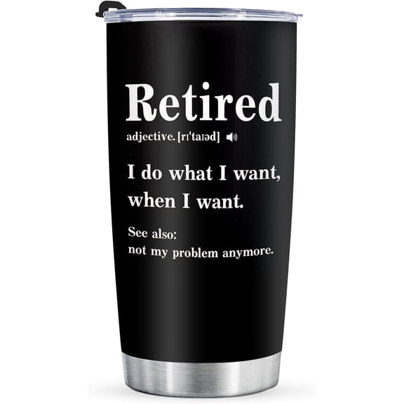 Funny Retirement Gifts for Women Men 20 Oz Retired Tumbler, Happy Retirement Gifts, Best Retirement Gift Idea, Farewell Gifts for Coworkers, Friends, Boss, Teacher Stainless Steel Cup