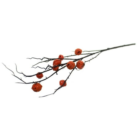 - Halloween JACK O LANTERN PUMPKIN STEM Plastic Floral Decor Bell 40510A-Or