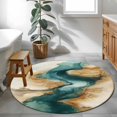 thumbnail image 3 of Round Rugs 3Ft, Teal Grey Marble Round Area Rug Washable Indoor Throw Carpet, Modern Abstract Art Small Non Slip Circle Rug for Bedroom Living Room Home Decor Aesthetic, 3 of 8