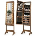 thumbnail image 1 of Costway LED Mirror Jewelry Cabinet with 20 LED Lights Full-Length Mirror Adjustable Angles Brown, 1 of 10