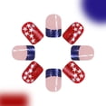 thumbnail image 2 of 24Pcs Short Press On Nails Shining Stick On Nails Short Fake Nails Design Glossy Acrylic Nails Stick On Nails Tips Glue On Nails False Nails For Women Nail Kit With Nail Glue Independence Day 0.23, 2 of 4