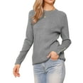 thumbnail image 1 of Suéter de manga raglán larga INSPIRE CHIC para mujeres 2025 Otoño Invierno, camiseta básica de punto acanalado, atuendos S Gris, 1 of 6