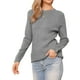 thumbnail image 1 of Suéter de manga raglán larga INSPIRE CHIC para mujeres, 2025 Otoño Invierno, camiseta básica de punto acanalado, atuendos M Gris, 1 of 6