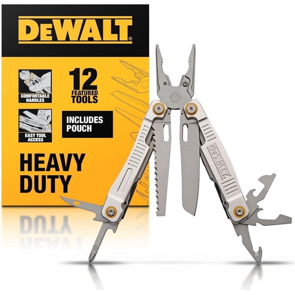 DEWALT 12-in-1 Multi-Tool with Pliers, Knife, Saw, Screwdrivers, Bottle & Can Opener