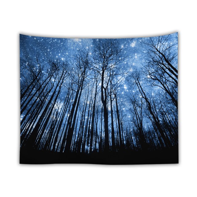 Tapiz de microtela con forma de bosque estrellado, 150 x 150 cm, decoración de habitación