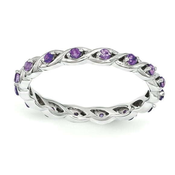 Sterling Silver Stackable Expressions Amethyst Ring Size 9
