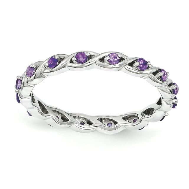 Sterling Silver Stackable Expressions Amethyst Ring Size 9