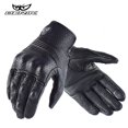 thumbnail image 2 of Guantes clásicos de cuero de vaca para motocicleta, manoplas de dedo completo para locomotora, pantalla táctil, color negro Fivean Guantes deportivos, 2 of 2