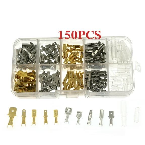 Terminals 150PCS Wire Terminals Kit 6.3/4.8/2.8mm Male Female Car Spade Connector Set For Motorcycle Bike Car