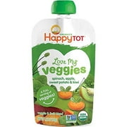(4 pack) (4 Pack) Happy Tot Organics Love My Veggies Spinach, Apple, Sweet Potato & Kiwi, 4 oz