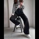 thumbnail image 4 of Pantalones de Traje de Pierna para Mujer, Pantalones Largos Informales de Negocios con Cintura Holgada y Corte Holgado Negro L, 4 of 10