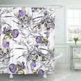 thumbnail image 1 of Cortina de ducha ABPHQTO floral verde con flores de manzanilla e iris azules 152x180 cm, 1 of 2