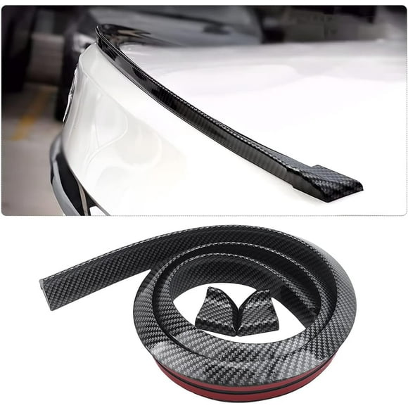 Soft Car Rear Roof Spoiler Wing Sticker, Waterproof Rubber Car Rear Spoiler, Universal Car Rear Spoiler for Auto Bumper Protection (Carbon Fiber)
