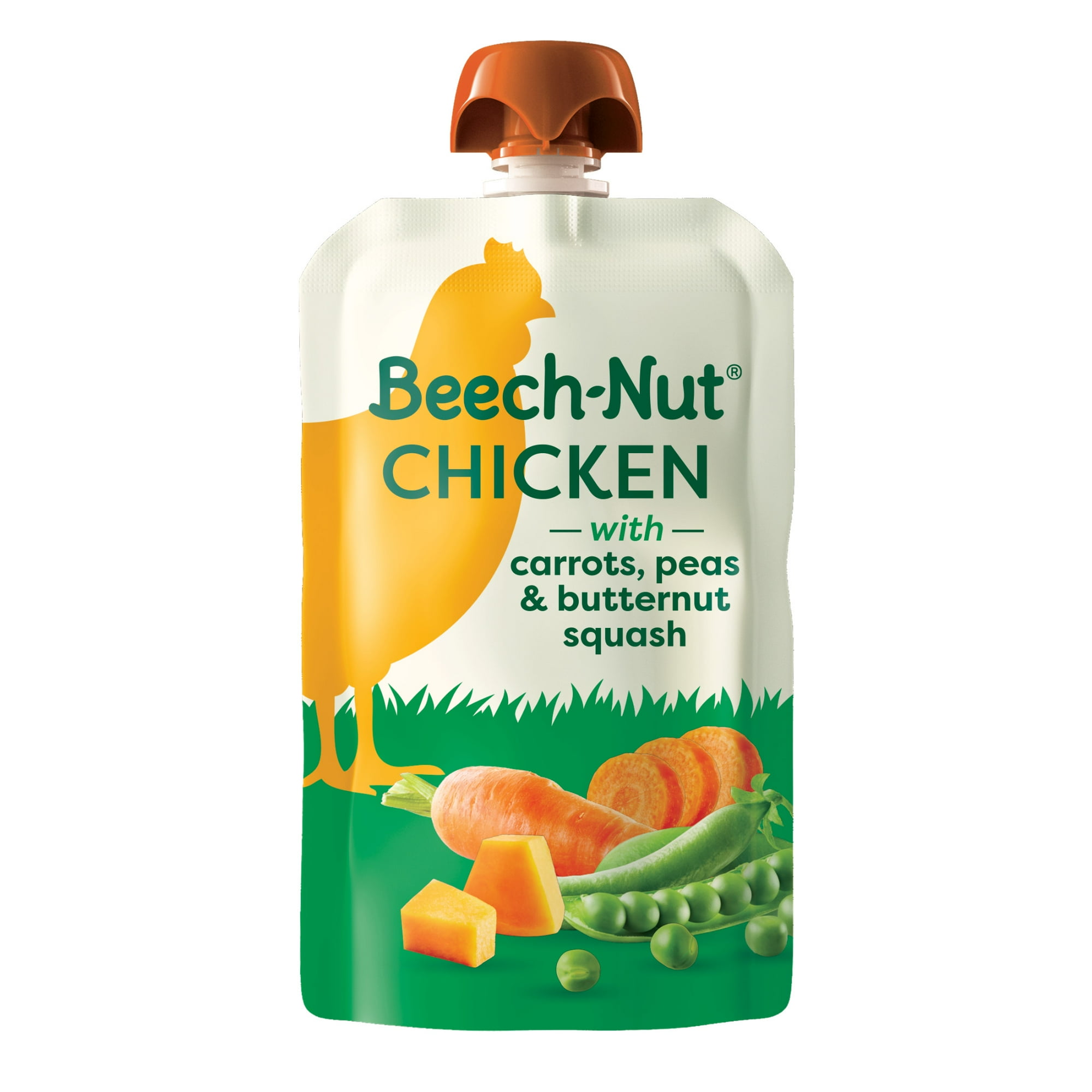 Beech-Nut Chicken Stage 2 Baby Food, Chicken Carrots Peas & Butternut Squash, Puree Meat Baby Food Pouch, 3.5 oz Pouch