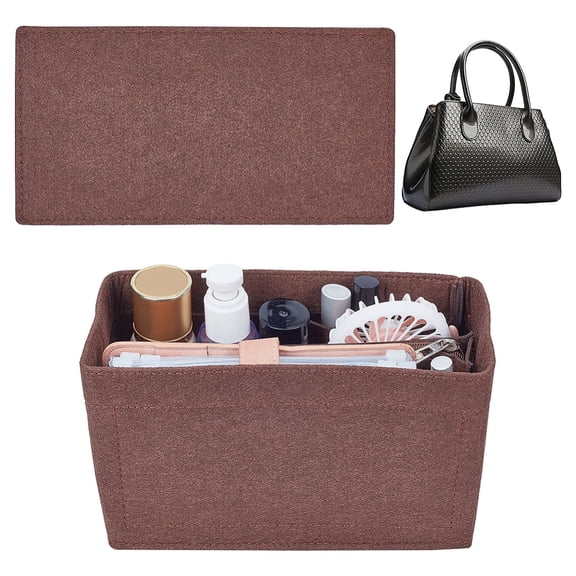1set Felt Tote bag Insert Organizer Felt Handbag Organizer Multiple Compartments Toiletry bag Insert Interior Shaper Detachable Rectangle bag In bag for Speedy 30 Neverfull PM Brown