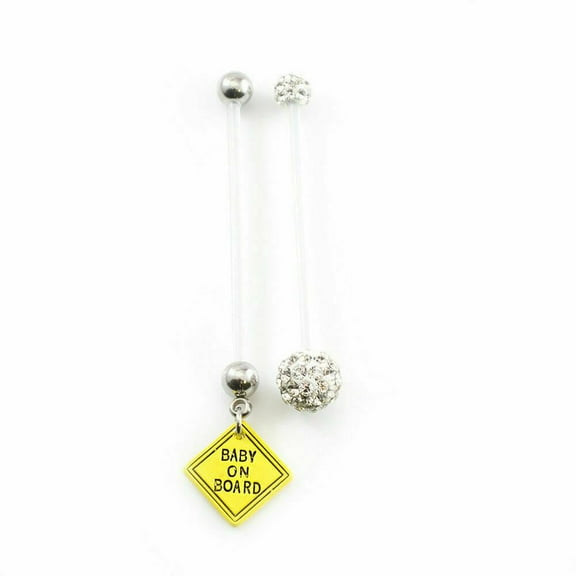 Set Of Maternity Belly Button Ring With Flexi Shaft Disco Balls 14G